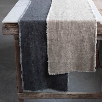 Casual Cottage Frayed Edge Table Runner Natural