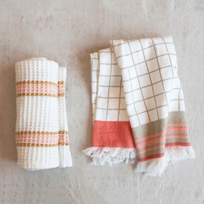 Casual Farmhouse Patterned Tea Towel Set of 2