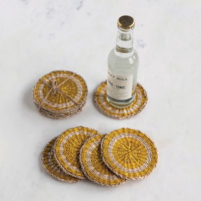 Bright Seagrass Round Coasters Set of 4