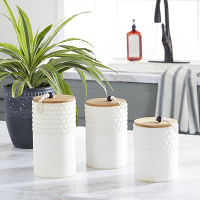 Country Cottage Stoneware Canisters Set of 3