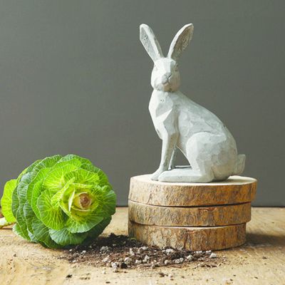 Cement Rabbit Statue Set of 2