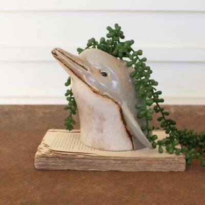 Ceramic Dolphin Tabletop Planter