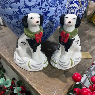 Ceramic Festive Rufus Dog Figurine Set of 2
