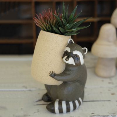 Ceramic Raccoon Tabletop Planter