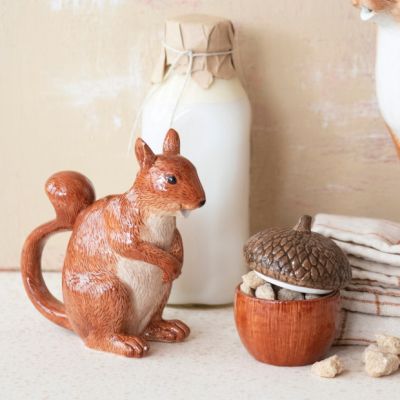 Ceramic Squirrel Creamer And Acorn Sugar Holder Set