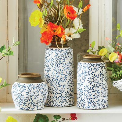 Ceramic Transferware Tabletop Vase