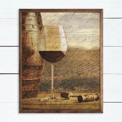 Script Wine Barrel Print Wall Art