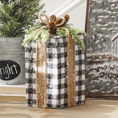 Checked Present Holiday Decor, Set of 2