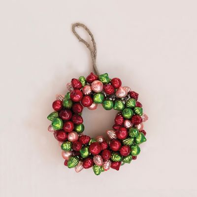 Cheerful Hanging Glass Ornament Wreath