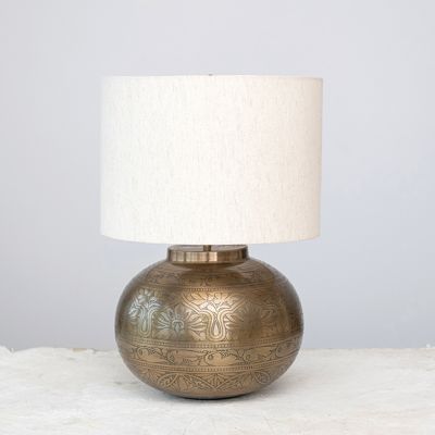 Chic Accents Etched Metal Base Table Lamp