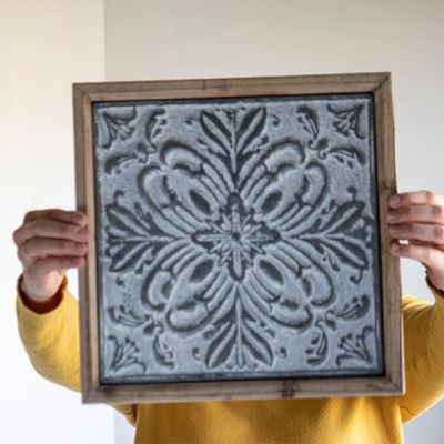 Chic Embossed Metal Framed Wall Decor
