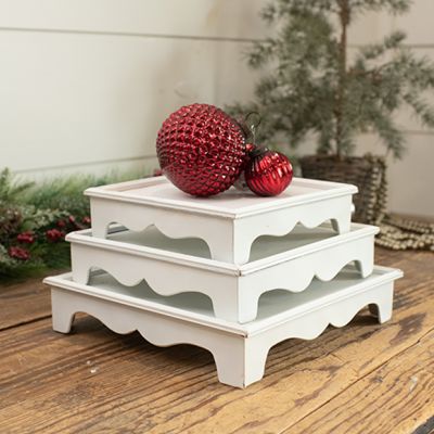 Chic Farmhouse Stacking Tabletop Risers Set of 3