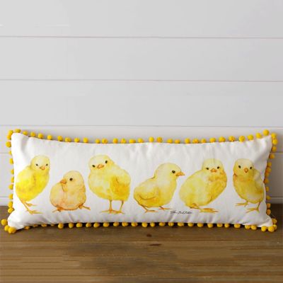 Chicks Lumbar Pillow With Pom Trim