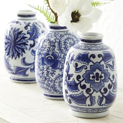 Chinoiserie Bud Vase Collection Set of 3