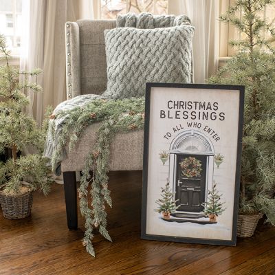 Christmas Blessings Framed Wood Wall Sign