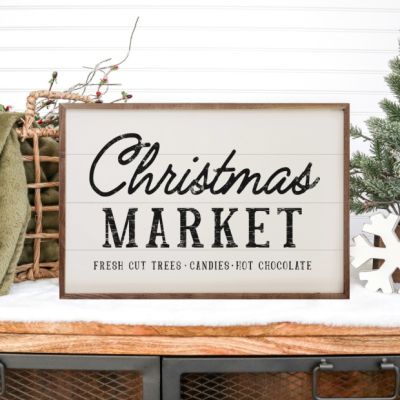 Christmas Market White Framed Wall Sign