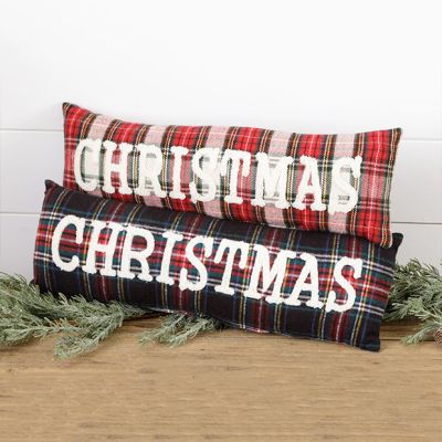 Christmas Plaid Long Lumbar Pillow Set of 2