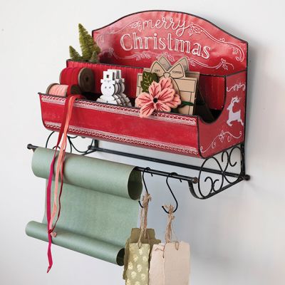 Christmas Sleigh Shelf With Hanging Rod