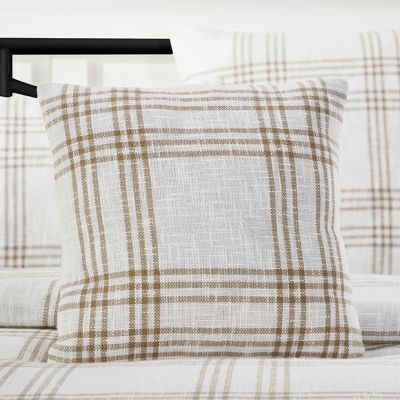 Classic Country Wheat Plaid Throw Pillow 18x18