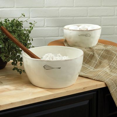 Classic Cream Farmhouse Mixing Bowl Set of 2