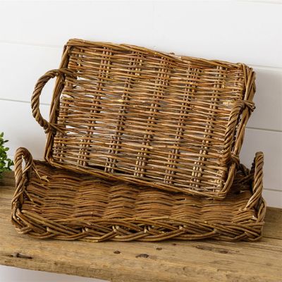 Classic Farmhouse Handled Basket Trays Set of 2
