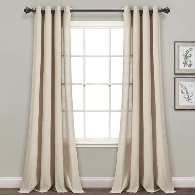 Classic Faux Linen Grommet Curtain Panel Set of 2