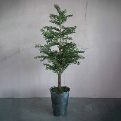 Classic Faux Pine Tree In Galvanized Pot