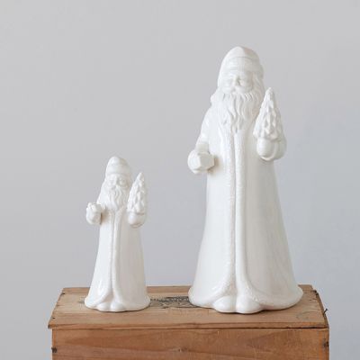 Classic White Stoneware Santa Set of 2