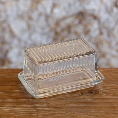 Clear Glass French Butter Dish