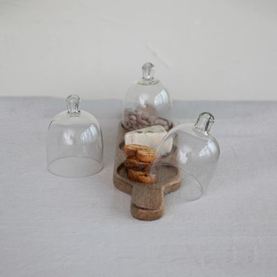 Cloche Trio With Wood Base