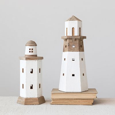 Coastal Charms Wooden Lighthouse Set of 2
