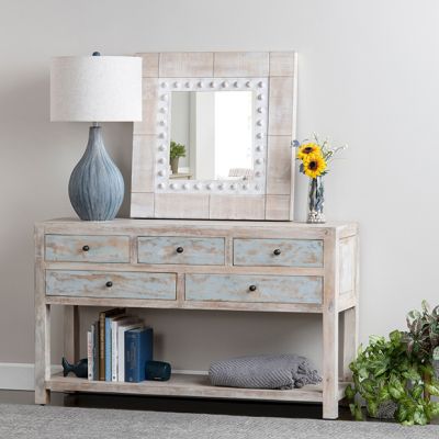 Coastal Chic Painted Wood Console Table