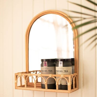 Coastal Cottage Arched Mirror Display Shelf