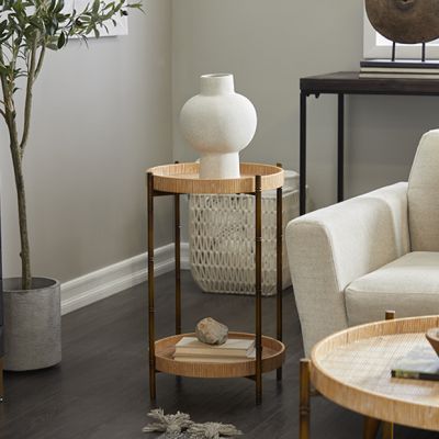 Coastal Living Round Rattan Accent Table
