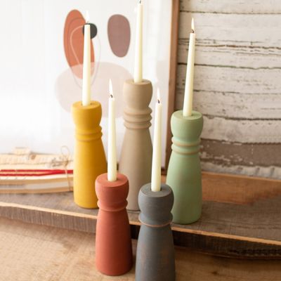 Colorful Classics Clay Taper Candle Holders Set of 5