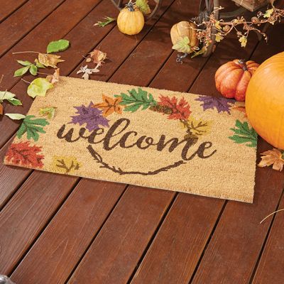 Colorful Leaves Coir Welcome Mat