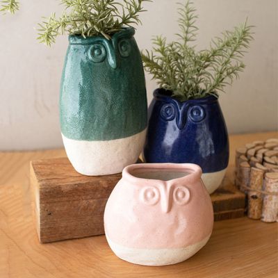 Colorful Owl Planter Set of 3