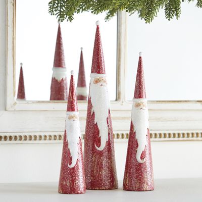 Cone Style Santa Decor Set of 3