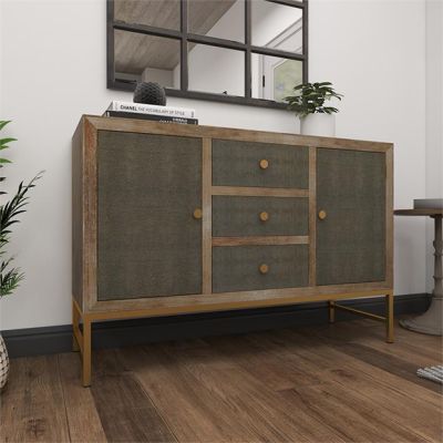 Contemporary Farmhouse Button Knob Sideboard Cabinet