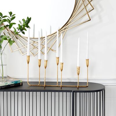 Contemporary Gold Finished 7 Candle Candelabra