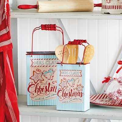 Cookies and Candy Canes Metal Shopping Bag Set of 2