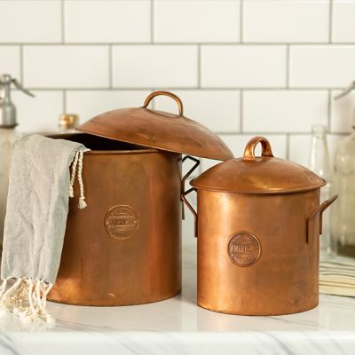 Copper Colored Metal Storage Canisters, Set of 2