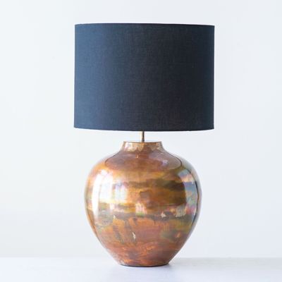 Copper Finish Lamp With Fabric Shade