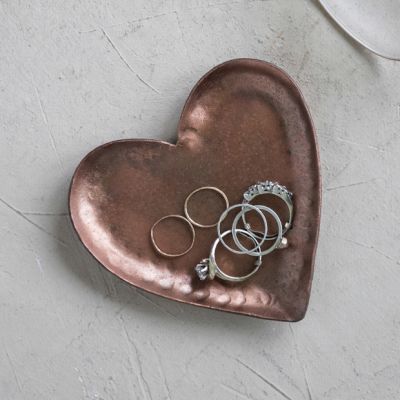 Copper Plated Heart Trinket Dish