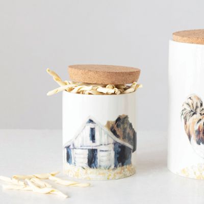 Cork Top Stoneware Kitchen Canister