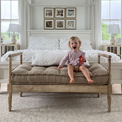 Cottage Chic Cushioned Farmhouse Bench