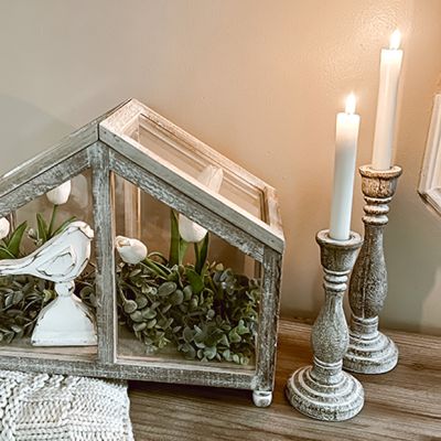 Cottage Farmhouse Taper Candle Holder Set of 3
