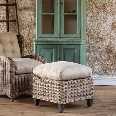 Cottage Rattan Cushioned Foot Stool