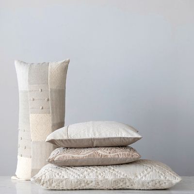 Cotton Jacquard Natural Lumbar Pillow