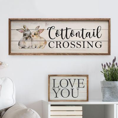 Cottontail Crossing Bunnies Whitewash Framed Sign